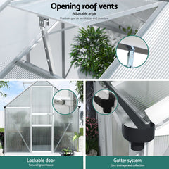 Green Fingers Greenhouse Aluminium Polycarbonate Premium Garden Storage Shed 3.1Mx1.9Mx2.0M