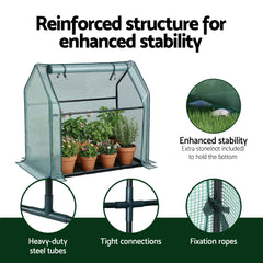 Green Fingers Mini Greenhouse 91x46x84cm Steel Frame PE Cover Outdoor Shelter