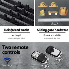 LockMaster Electric Sliding Gate Opener 1200KG Auto Remote Hardware Kit Rail 4M