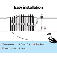 LockMaster Single Swing Gate Opener 500KG 10W Solar Panel
