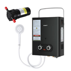 Devanti Portable Gas Water Heater LPG-powered System Black With Pump