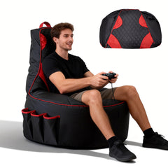 Gaming Bean Bag Chair Cover Large Floor Video Gaming Chair Cover Durable Oxford Cloth with High Back and Side Pockets For Adults Kids Teens No Fillings