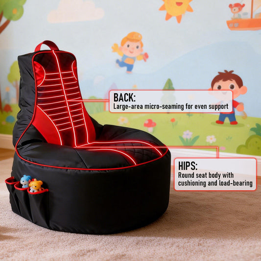 Gaming Bean Bag Chair Cover Large Floor Video Gaming Chair Cover Durable Oxford Cloth with High Back and Side Pockets For Adults Kids Teens No Fillings