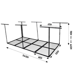4x8ft Overhead Garage Storage Rack Heavy Duty Adjustable Mounted Metal Ceiling Rack Compatible With Joist Spacing of 91.5cm or Under 61cm Load 270kg Weight