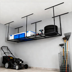 4x8ft Overhead Garage Storage Rack Heavy Duty Adjustable Mounted Metal Ceiling Rack Compatible With Joist Spacing of 91.5cm or Under 61cm Load 270kg Weight