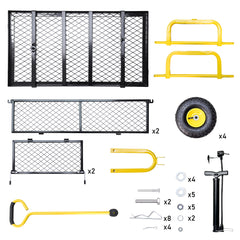 Garden Cart Heavy Duty Steel Utility Wagon Flatbed Convertible with 26cm Tires Detachable Handle and Removable Mesh Sides for Lawn Farm Yard 300kg Capacity