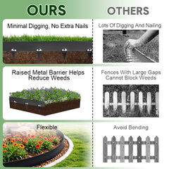 10 Pack Steel Garden Edging Bendable Border 106cm Strips with 8cm-Depth Spike for Landscape Flower Bed Lawn Yard Pathway Weather Resistant Divider Black
