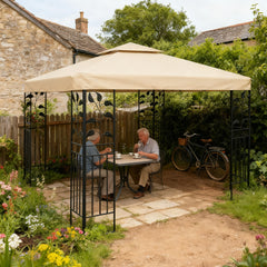 3x3m Gazebo Cover 2-Tier Canopy Replacement Outdoor Waterproof Shelter Top with Airvent and PA Coating for Garden Patio Pavilion Sun Shade Khaki
