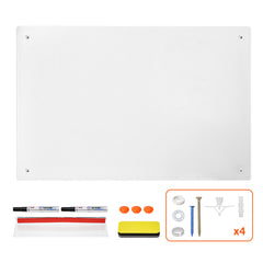 60x90cm Magnetic Glass Whiteboard Wall-mounted Dry Erase Board Frameless Tempered Glass White Board with Markers Magnets and Eraser for Home Office