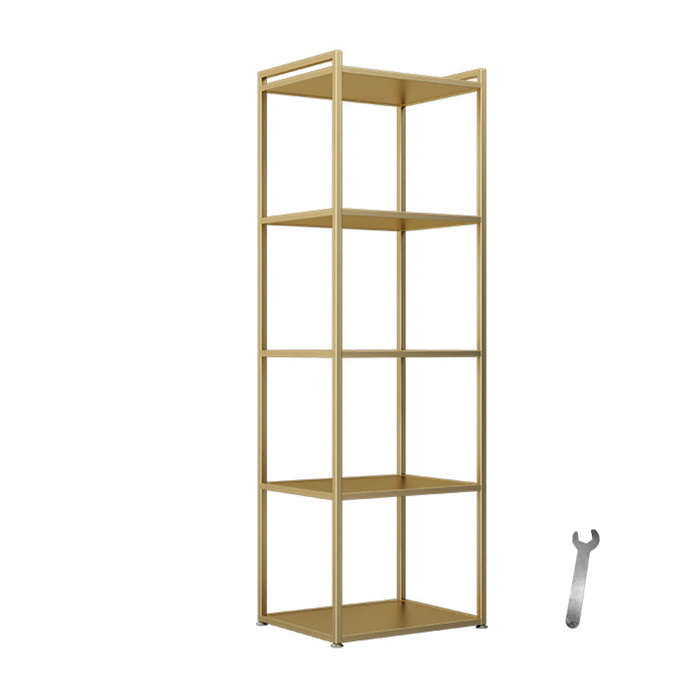Gold Metal 5 Tiers Display Shelf Sturdy Open Display Rack Floor Standing Cabinet For Shop Home Office Storage Organizer 160cm Tall