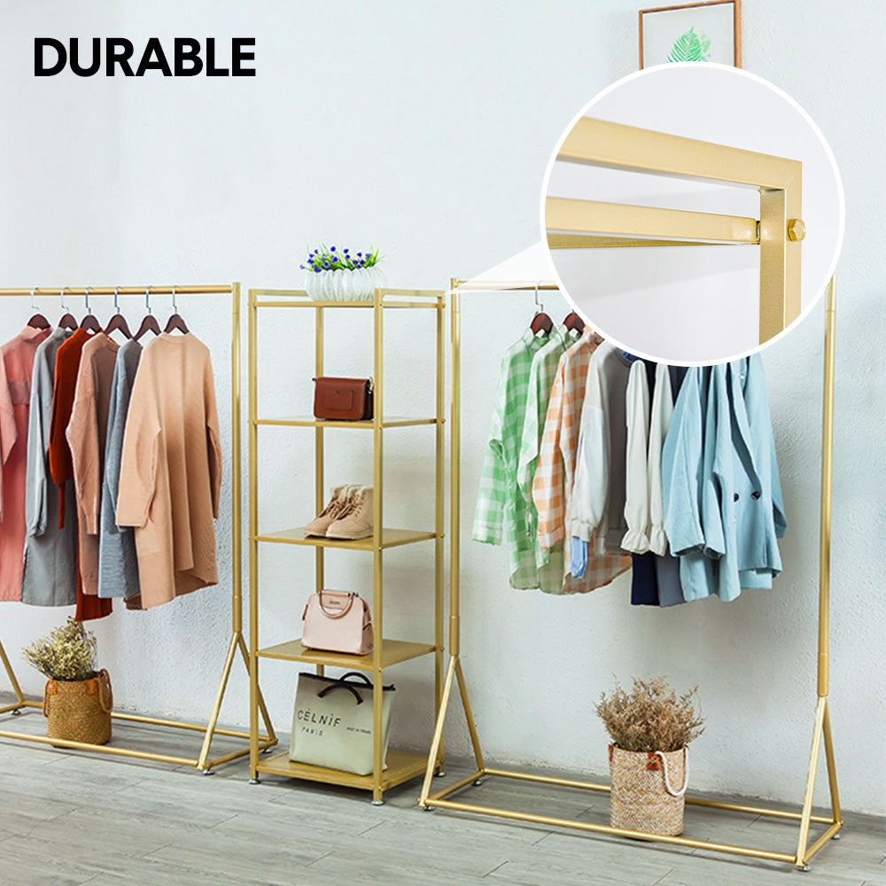 Gold Metal 5 Tiers Display Shelf Sturdy Open Display Rack Floor Standing Cabinet For Shop Home Office Storage Organizer 160cm Tall