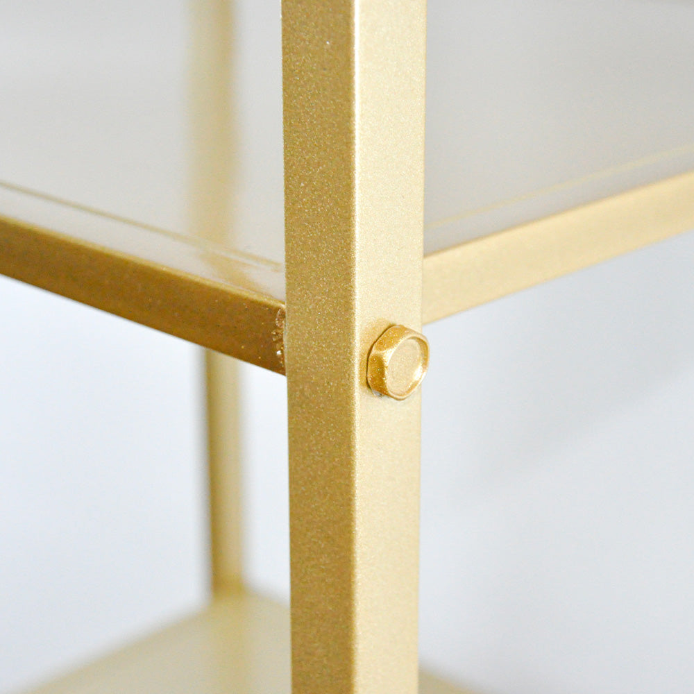 Gold Metal 5 Tiers Display Shelf Sturdy Open Display Rack Floor Standing Cabinet For Shop Home Office Storage Organizer 160cm Tall