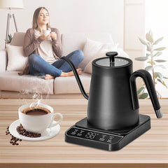 Gooseneck Kettle 1350W Electric 304 Stainless Steel 0.8L Coffee Tea Kettle Quick Heating Water Boiler with Thermostat and 90 Degree Right Angle Spout Black