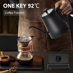 Gooseneck Kettle 1350W Electric 304 Stainless Steel 0.8L Coffee Tea Kettle Quick Heating Water Boiler with Thermostat and 90 Degree Right Angle Spout Black