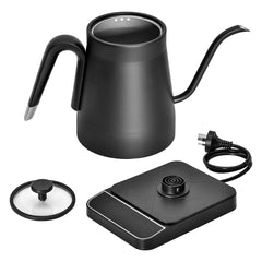 Gooseneck Kettle 1350W Electric 304 Stainless Steel 0.8L Coffee Tea Kettle Quick Heating Water Boiler with Thermostat and 90 Degree Right Angle Spout Black