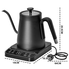 Gooseneck Kettle 1350W Electric 304 Stainless Steel 0.8L Coffee Tea Kettle Quick Heating Water Boiler with Thermostat and 90 Degree Right Angle Spout Black