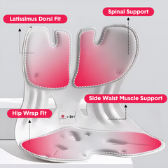 BKT Cushion Portable Ergonomic Lower Back Seat Lumbar Support Chair Posture Corrector Large Fit 50-75kg Users for Home Office Grey