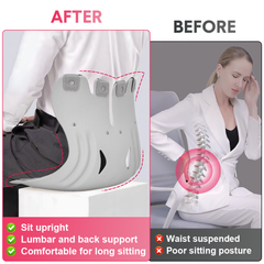 BKT Cushion Portable Ergonomic Lower Back Seat Lumbar Support Chair Posture Corrector Large Fit 50-75kg Users for Home Office Grey