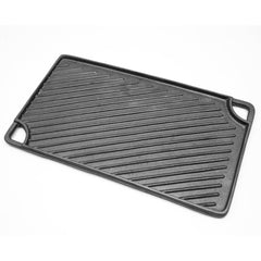 Reversible Cast Iron Griddle Rectangular BBQ Plate 43×24cm Double-Sided Flat Top Griddle Pan and Grooved Grill for Gas Stovetop Oven and Open Fire Black
