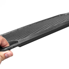 Reversible Cast Iron Griddle Rectangular BBQ Plate 43×24cm Double-Sided Flat Top Griddle Pan and Grooved Grill for Gas Stovetop Oven and Open Fire Black