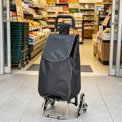 40L Folding Shopping Trolley Multipurpose 6 Wheels Stair Climbing Cart Steel Frame with Seat and Removable Oxford Bag for Shopping Grocery 80kg Capacity