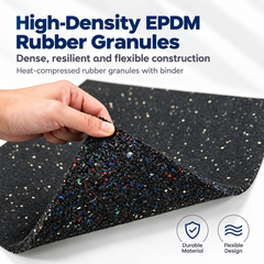 15mm Thick Gym Mats Flooring 6 Pack 50x50cm Rubber Tiles Non-Slip Exercise Mats for Home Garage Gym Equipment Floor Protection and Noise Shock Absorbing