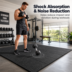 15mm Thick Gym Mats Flooring 6 Pack 50x50cm Rubber Tiles Non-Slip Exercise Mats for Home Garage Gym Equipment Floor Protection and Noise Shock Absorbing