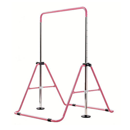 Kids Gymnastics Bar Indoor Junior Training Horizontal Monkey Bars 88-130cm Height Adjustable Home Training Climbing Tower for Children Max Load 150kg Pink