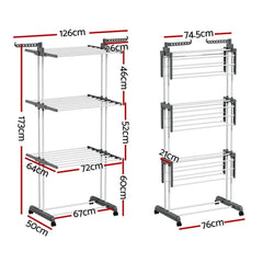 Artiss 2X Clothes Drying Rack 173cm Coat Airer Hanger Foldable