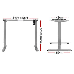 Artiss Electric Standing Desk Frame Only Height Adjustable 70KG Load Grey