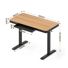 Artiss Motorised Standing Desk with Storage Drawer 120cm Wood Black