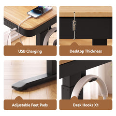Artiss Motorised Standing Desk with Storage Drawer 120cm Wood Black