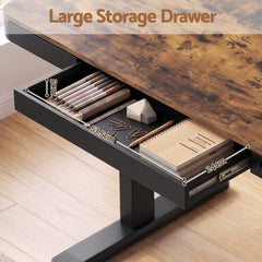 Artiss Motorised Standing Desk with Storage Drawer 120cm Rustic Brown