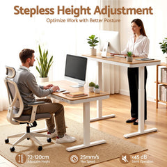 Artiss Motorised Standing Desk with Storage Drawer 120cm Wood White