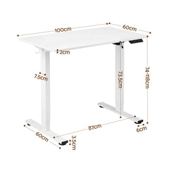 Artiss Standing Desk Electric Adjustable Ergonomic Office Table 100cm White