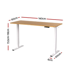 Artiss Standing Desk Height Adjustable 140cm Ergonomic Office Desk Oak