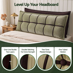 Giselle Bedding Headboard Pillow with Double-Layer Storage Wedge Reading Backrest with Adjustable Filling, Chenille Bed Rest Cushion for Daybed, Dorm, and RV Queen