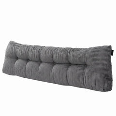Giselle Headboard Pillow for Sitting in Bed, Upgraded Shredded Foam Reading Wedge Cushion for Lumbar Support, 320g Corduroy Backrest with Side Pockets for Dorm Daybed, King