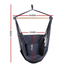 Gardeon Hammock Chair Outdoor Camping Hanging Hammocks Cushion Pillow Grey