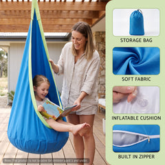 Gardeon Kids Hammock Chair Camping 70cmx150cm with Cushion Storage Bag Blue