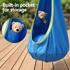 Gardeon Kids Hammock Chair Camping 70cmx150cm with Cushion Storage Bag Blue