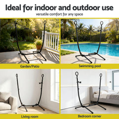 Gardeon Hammock Chair Stand Iron Frame w/ Phone Holder Black