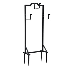 Green Fingers Garden Hose Holder Metal Portable Freestanding Hose Stand 4 Spikes Black
