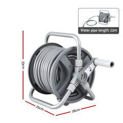 Green Fingers 20m Retractable Garden Hose Reel Heavy Duty 1/2" Hose Auto Rewind