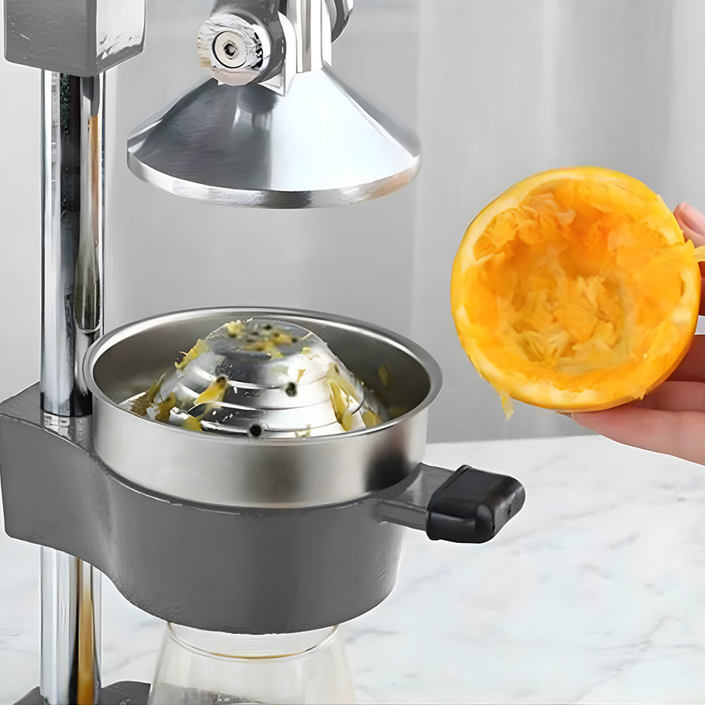 Manual Hand Press Juicer Grey Commercial 304 Stainless Steel Fruit Extractor Squeezer Orange Citrus Juicer Presser with Non Slip Base Elongated Handle