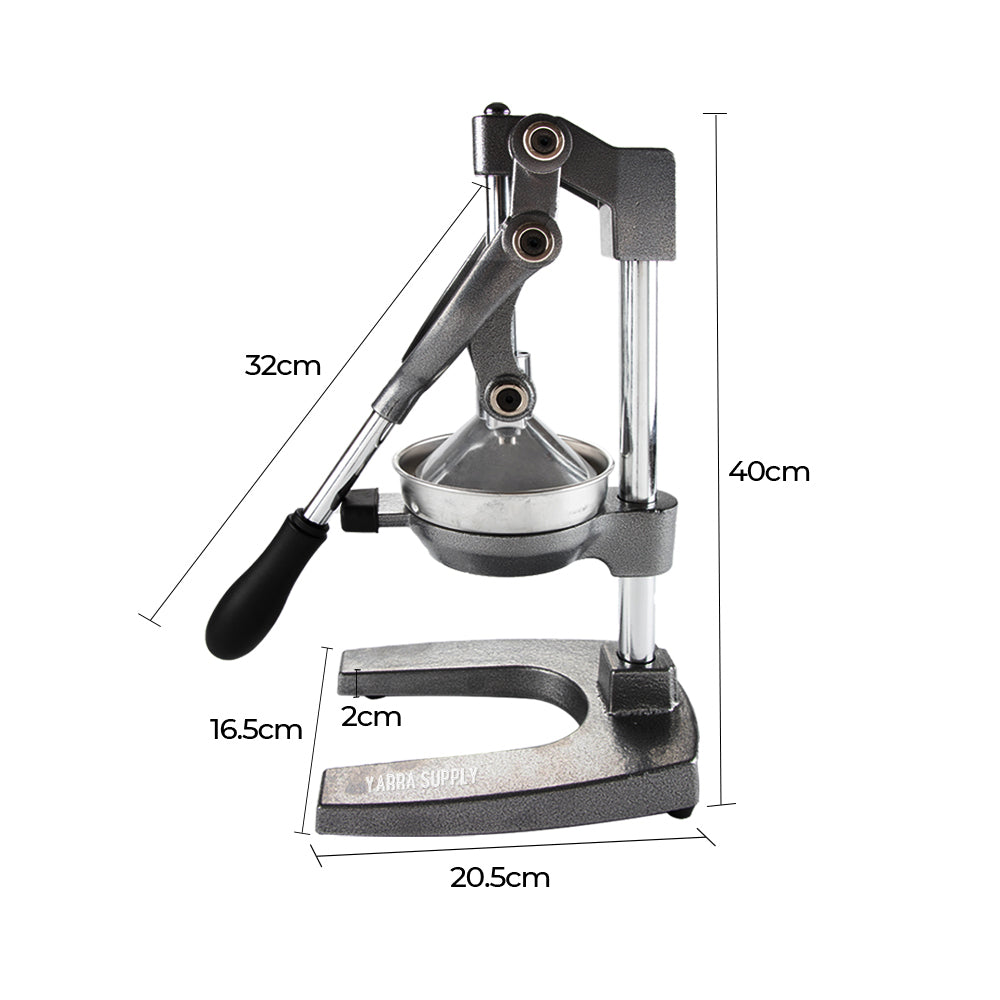 Manual Hand Press Juicer Grey Commercial 304 Stainless Steel Fruit Extractor Squeezer Orange Citrus Juicer Presser with Non Slip Base Elongated Handle