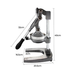 Manual Hand Press Juicer Grey Commercial 304 Stainless Steel Fruit Extractor Squeezer Orange Citrus Juicer Presser with Non Slip Base Elongated Handle