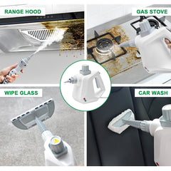 Multi-Purpose Handheld Pressurized Steam Cleaner 1050W with 9-Piece Accessories High Temperature for Kitchen Bathroom Car Window Cleaning