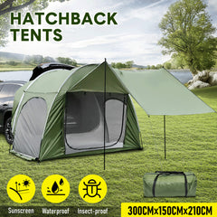 Car Rear Tent Hatchback Tents Waterproof Windproof Tailgate Extension with Awning Shade for 4-6 Persons Camping Gatherings Universal Fit SUV Van MPV