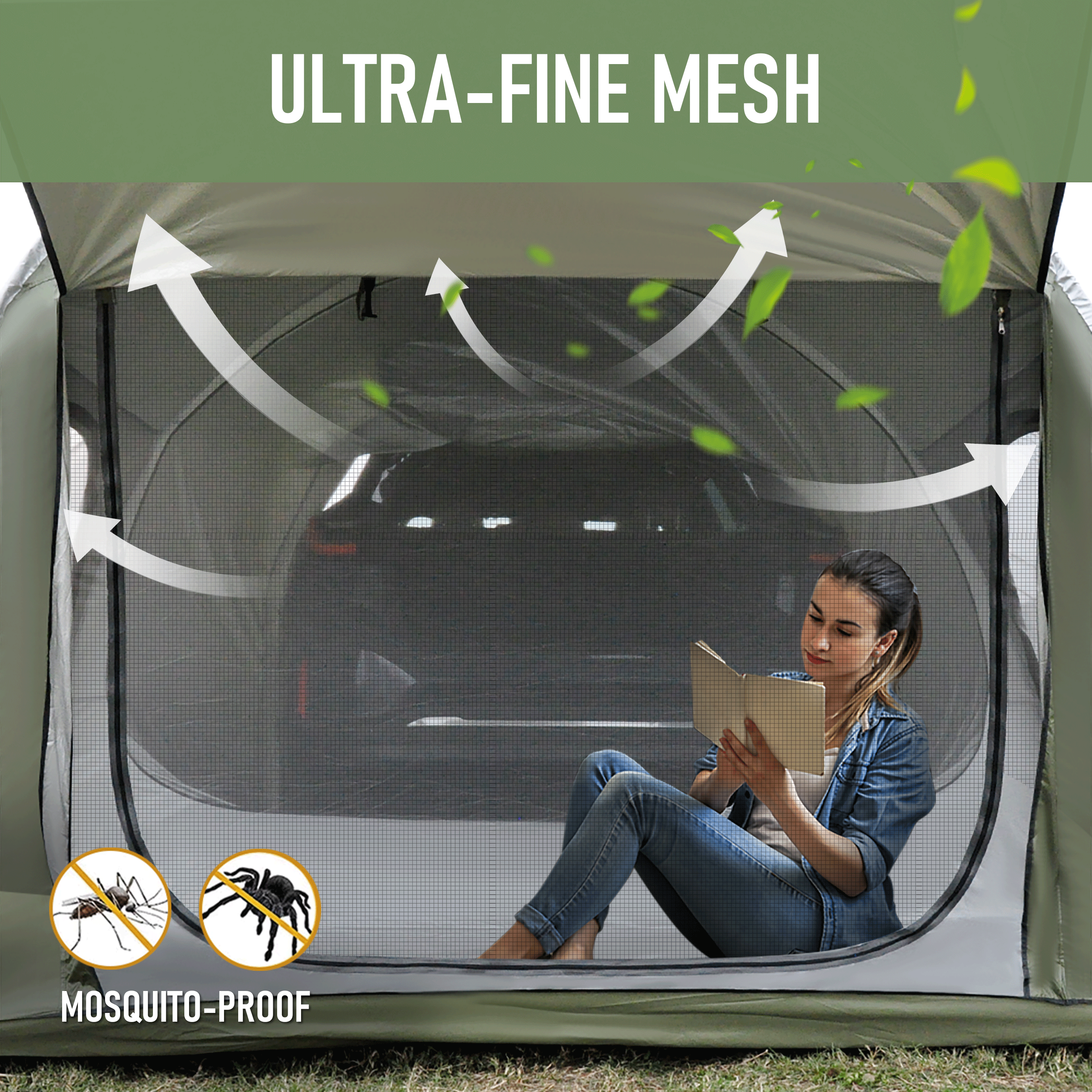Car Rear Tent Hatchback Tents Waterproof Windproof Tailgate Extension with Awning Shade for 4-6 Persons Camping Gatherings Universal Fit Most SUV/Van/MPV/CUV